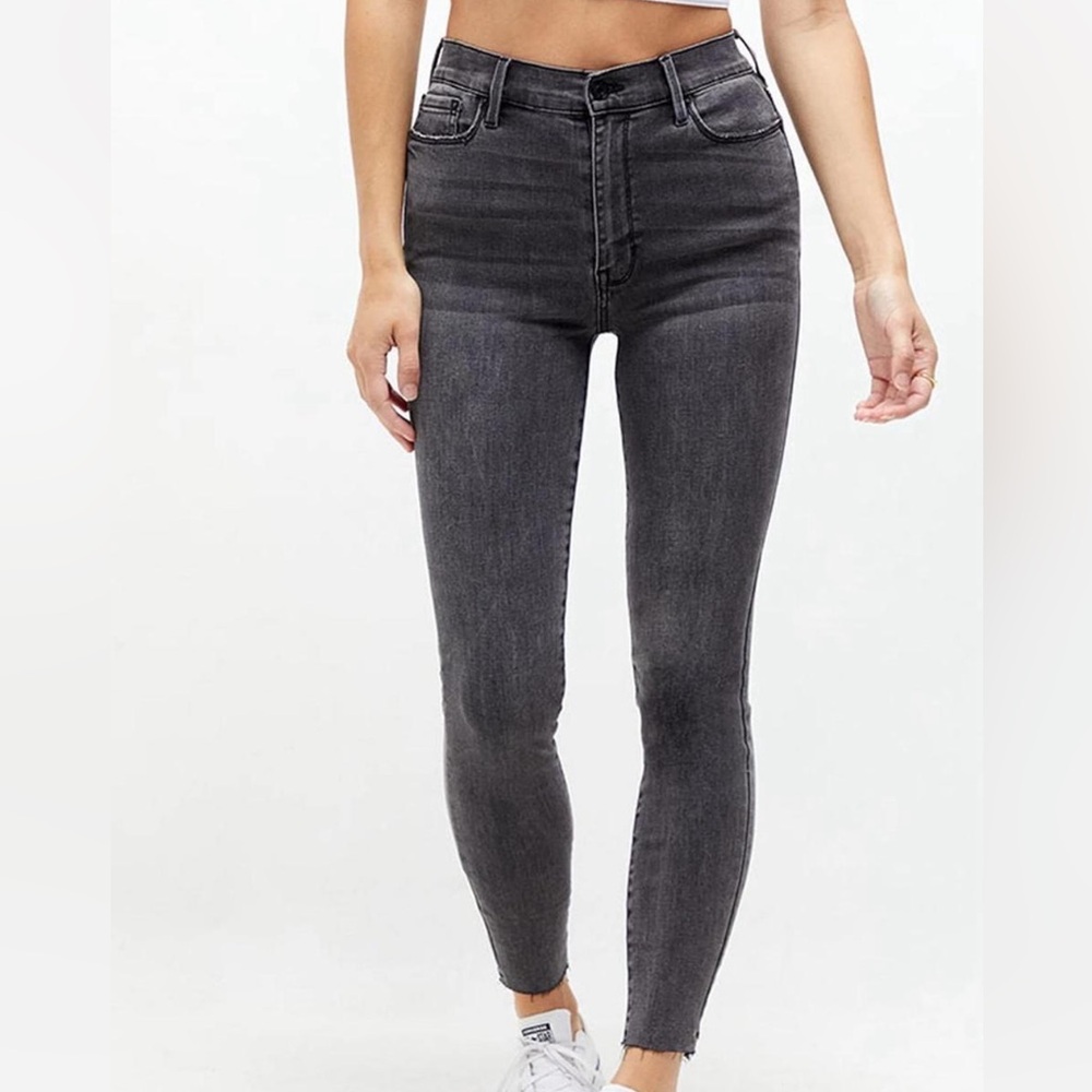 PacSun Black Skinny Super High Rise Jegging Distressed Hem